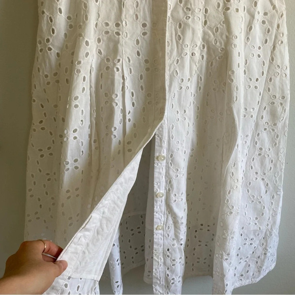 BROOKS Brothers 100% Cotton Eyelet Short Sleeve Midi Dress Size 6 (no belt) - Picture 8 of 16